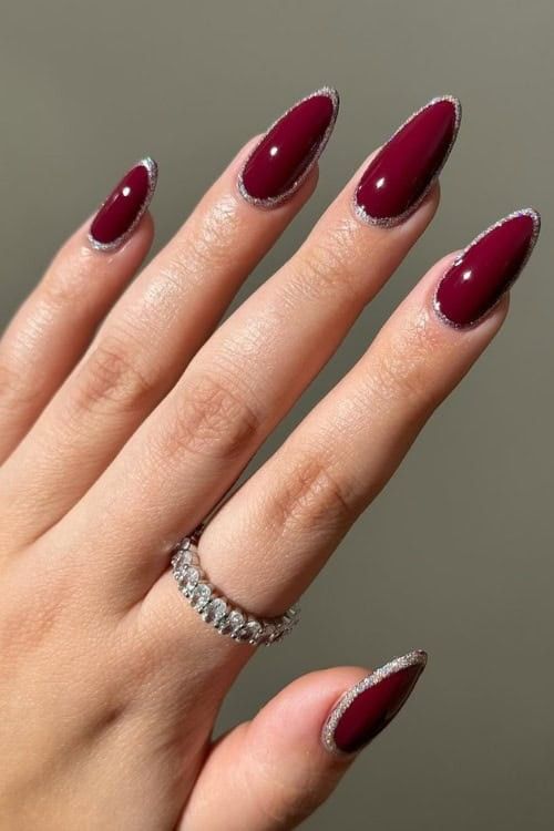 Silver outline Burgundy