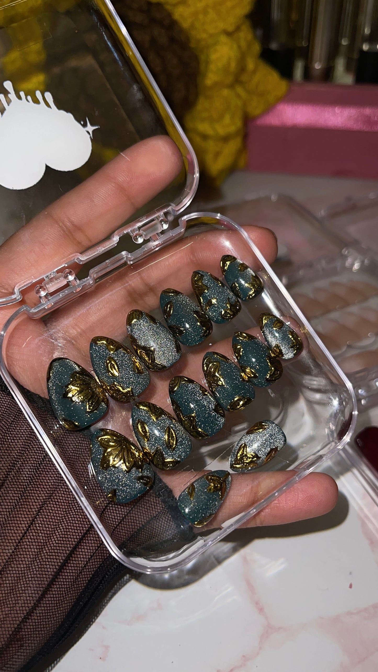 Green Cat Eye with Floral Chrome