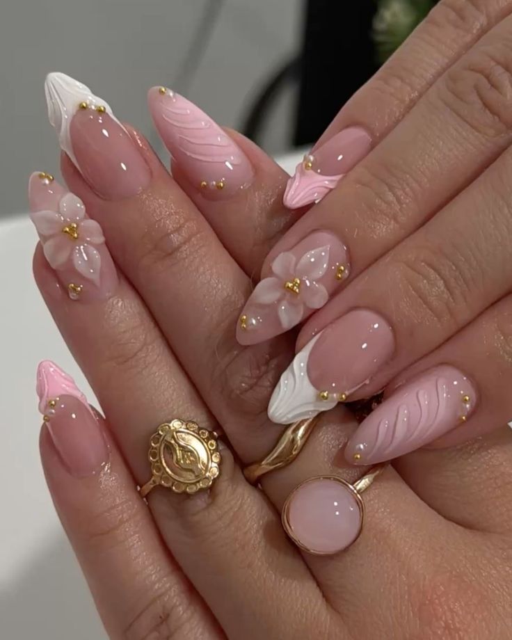Pinkish 3d nails