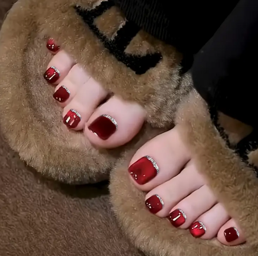 RED CAT EYE - TOE NAILS