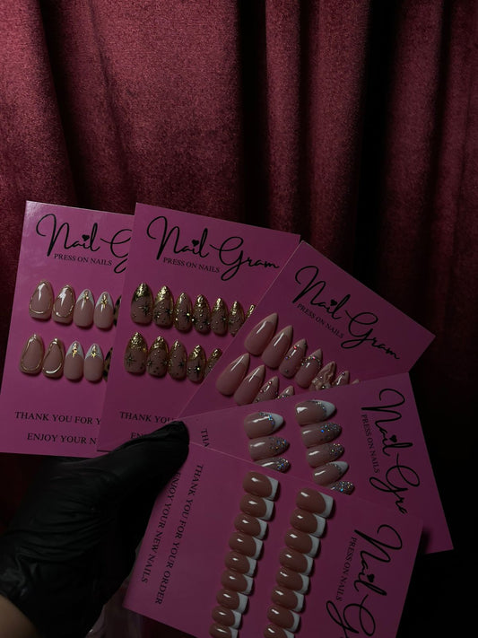 Bundle of 5 handmade luxury nails